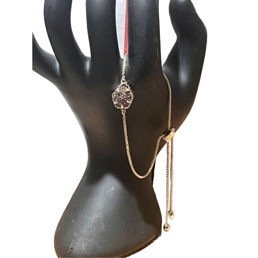New Kendra Scott Feminine Single Amethyst Druzy Gold Tone Slider Bracelet